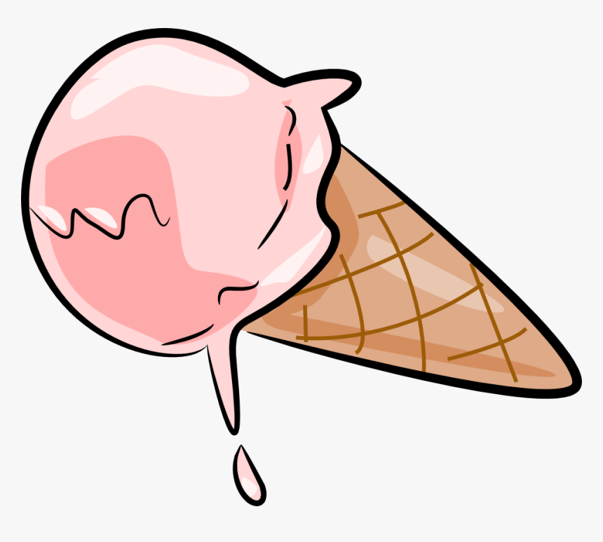 Melting Ice Cream Cone Clipart Black And White Clipartfest - Melting Ice Cream Cartoon, HD Png Download, Free Download
