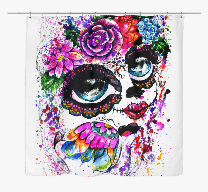 Watercolor Sugar Skull Girl, HD Png Download, Free Download