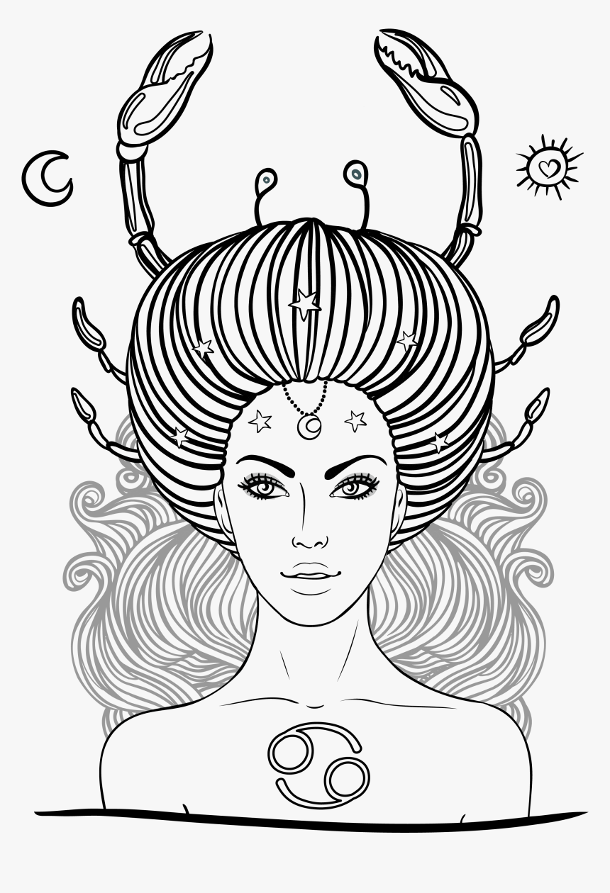 Aries Drawing Girly Huge Freebie Download For Powerpoint - Zodiac Signs Cancer Drawing, HD Png Download, Free Download