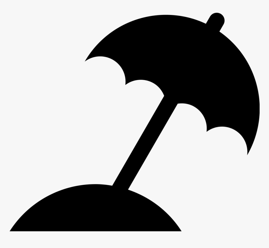 Beach Umbrella Black Silhouette - Beach Umbrella Icon Vector, HD Png Download, Free Download