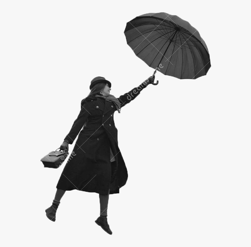 Girl Umbrella Png Pic - Flying Woman With Umbrella, Transparent Png, Free Download