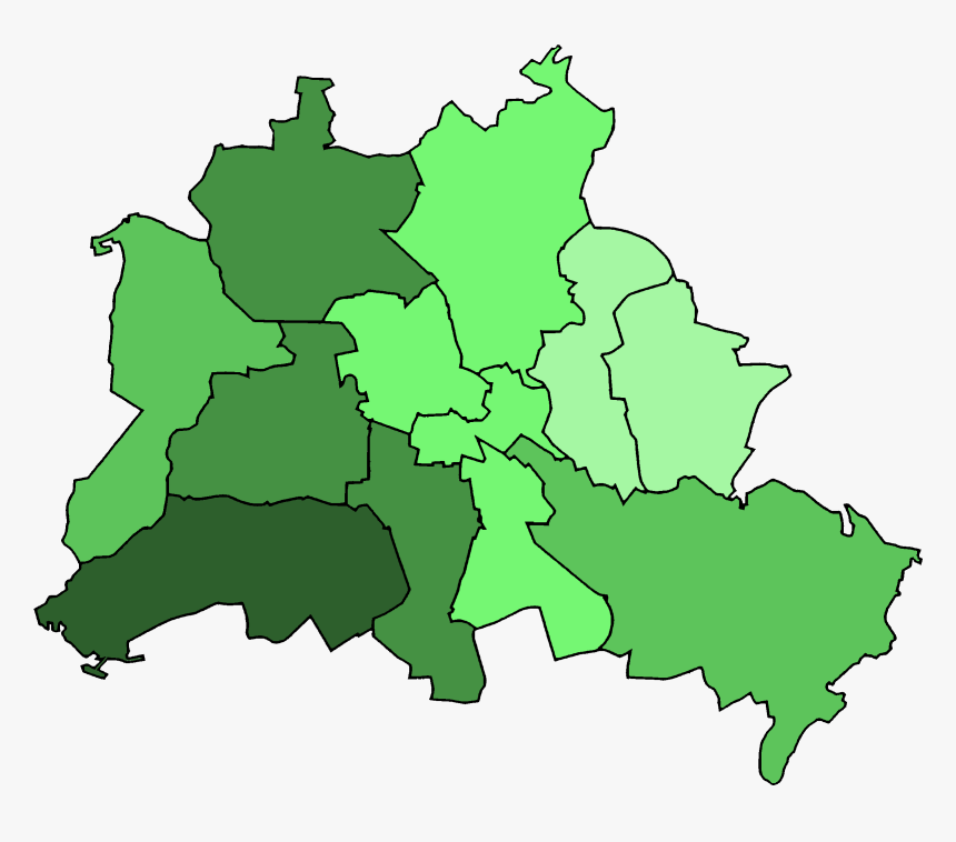 File - Karte - Abgeordnetenhauswahl Berlin - Wahlbeteiligung - Berlin Map From A Night Divided, HD Png Download, Free Download