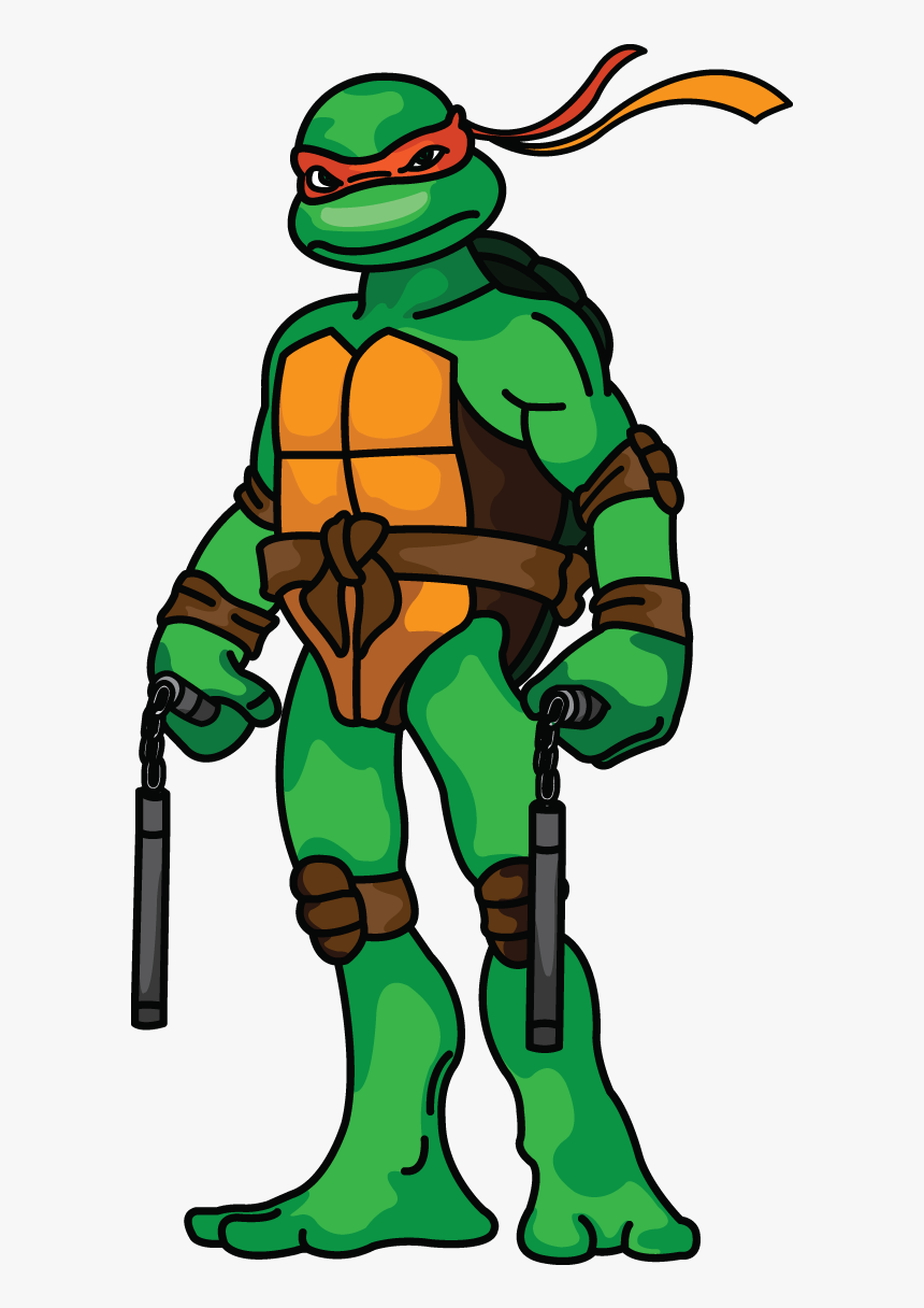 Michelangelo Ninja Turtle Drawing - Easy Teenage Mutant Ninja Turtles Drawing, HD Png Download, Free Download