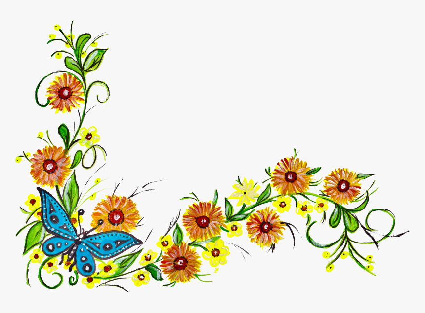 Corner Design Flower Png, Transparent Png, Free Download