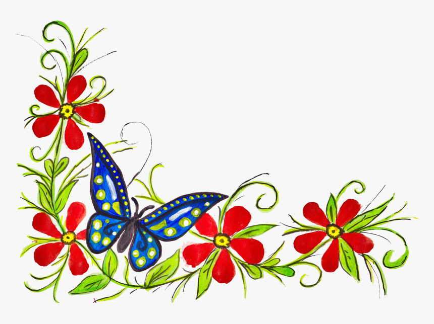 Flower And Butterfly Design, HD Png Download, Free Download