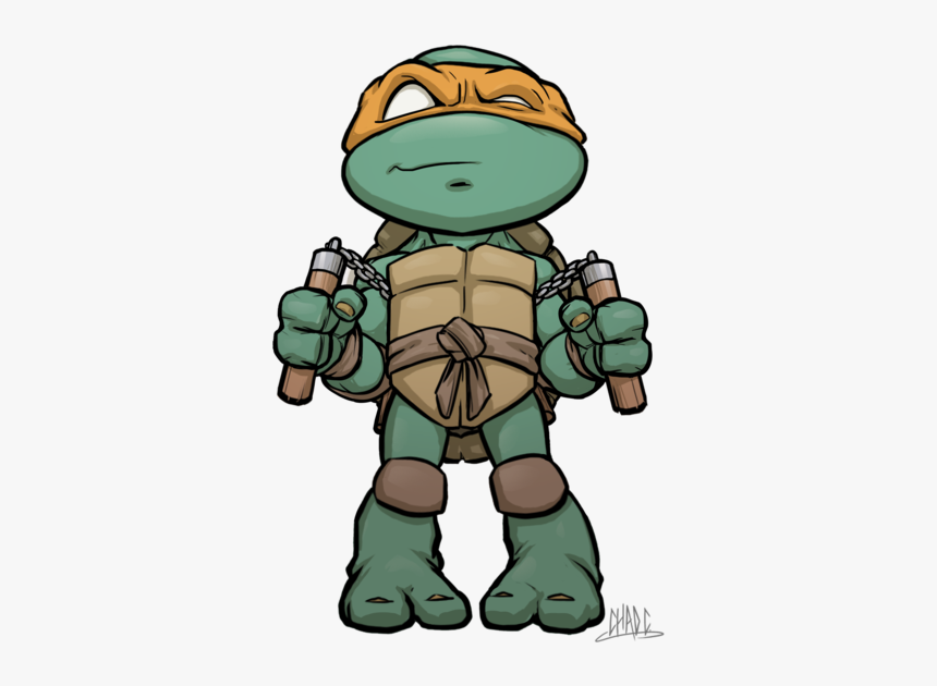 Chibi Mikey - Michelangelo Ninja Turtle Drawing, HD Png Download, Free Download