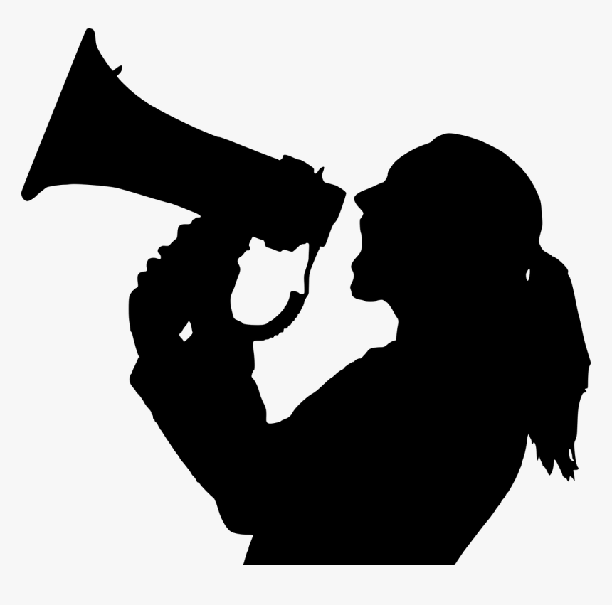 Silhouette, Marketing, Megaphone, Woman, Screaming - Silhouette Megaphone Png, Transparent Png, Free Download