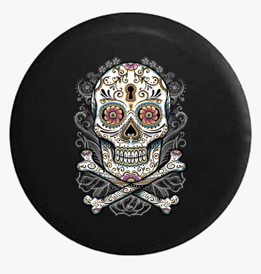 Jeep Wrangler Tire Cover With Floral Smiling Skull - Jl Jeep Tire Covers, HD Png Download, Free Download