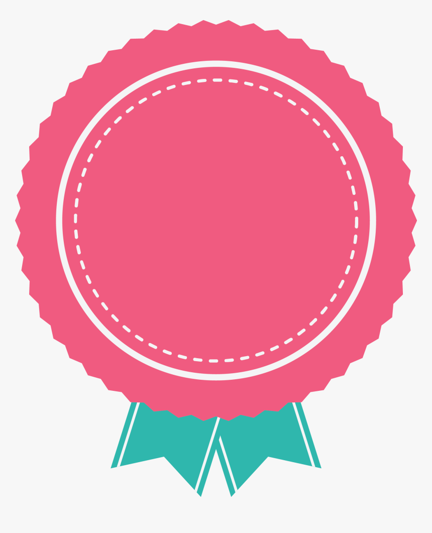 Pink Badge With Green Ribbon - Illustration, HD Png Download, Free Download