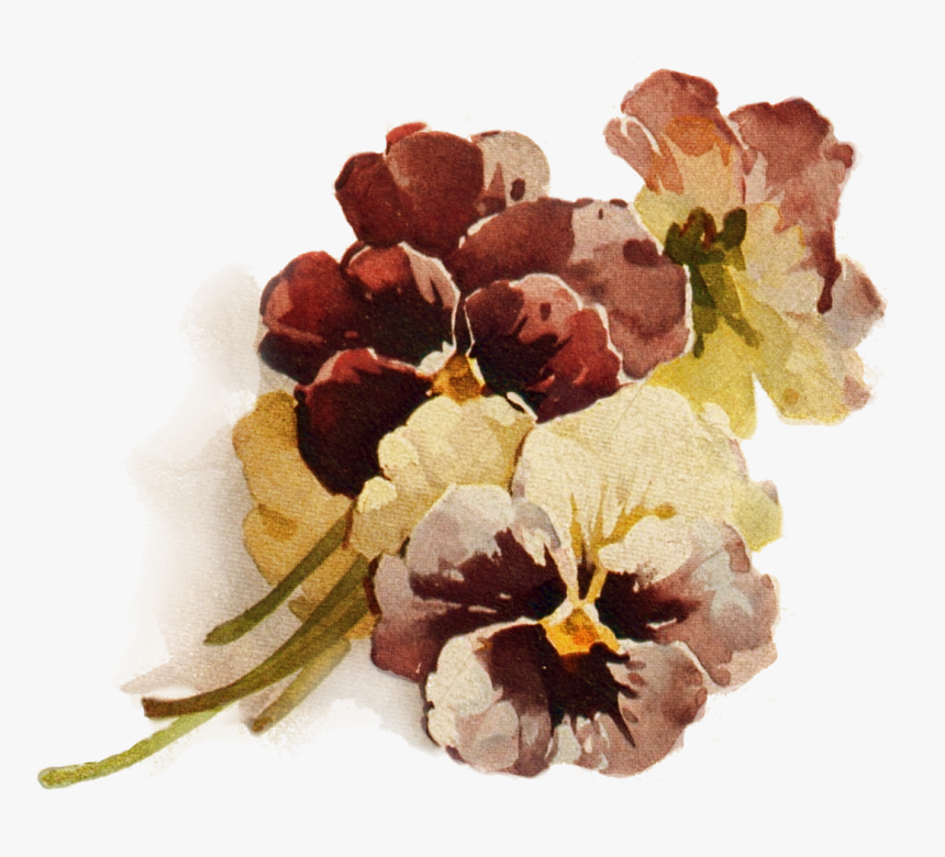 Autumn"s Crowning Glory ~ Png File, Pansies Decoupage - Vintage Brown Flowers Png, Transparent Png, Free Download