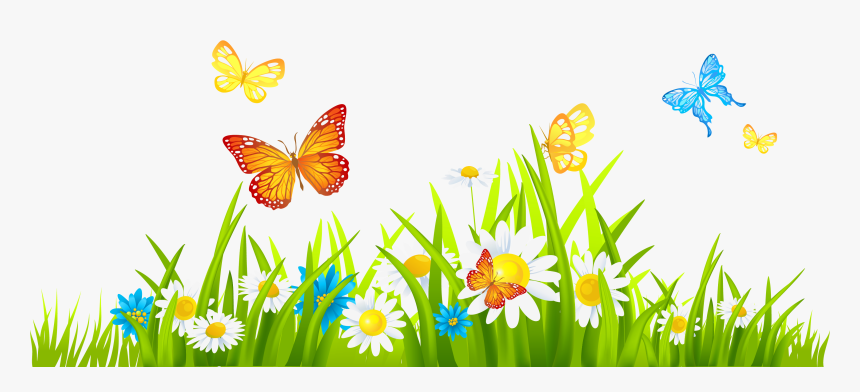 Clip Art Flower Clip Art Grass - Grass And Flowers Clipart, HD Png Download, Free Download
