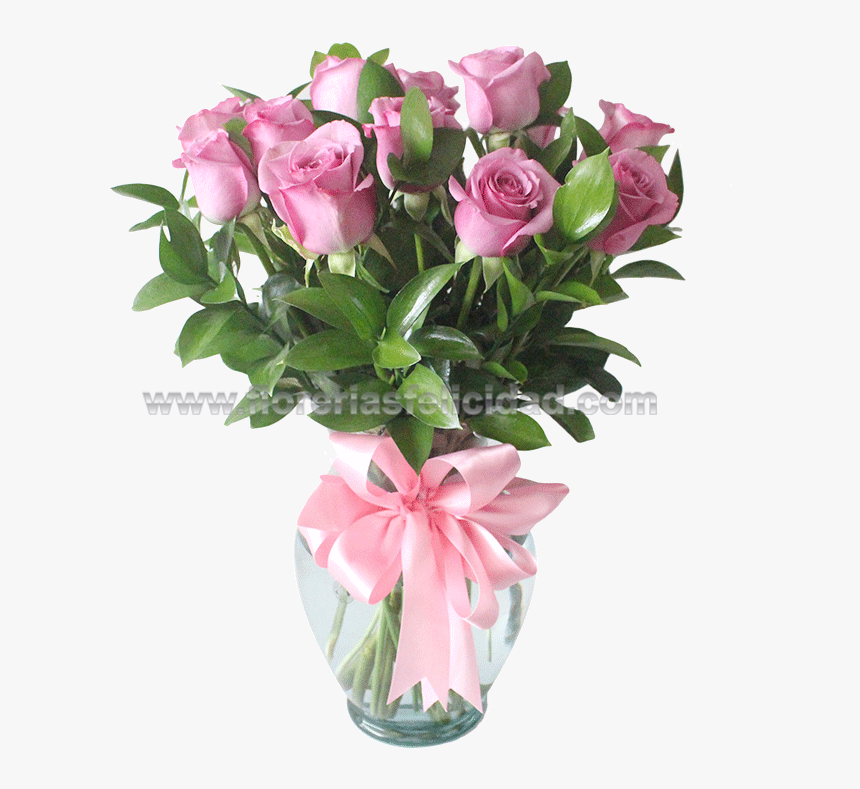 Florero Con 12 Flores Lilas - Garden Roses, HD Png Download, Free Download