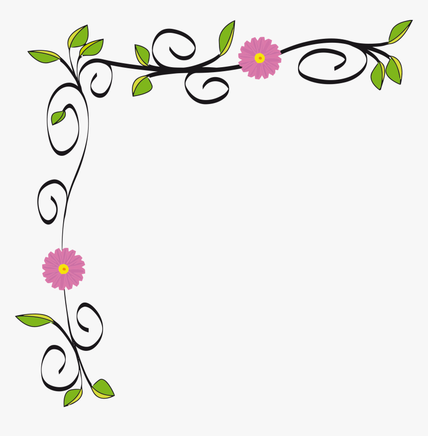 Border Flowers Clip Art - Flower Border Line Design, HD Png Download, Free Download