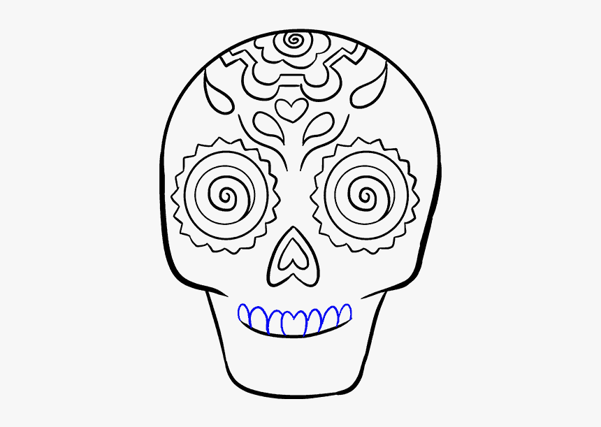 How To Draw Sugar Skull - Sugar Skull Easy To Draw, HD Png Download, Free Download