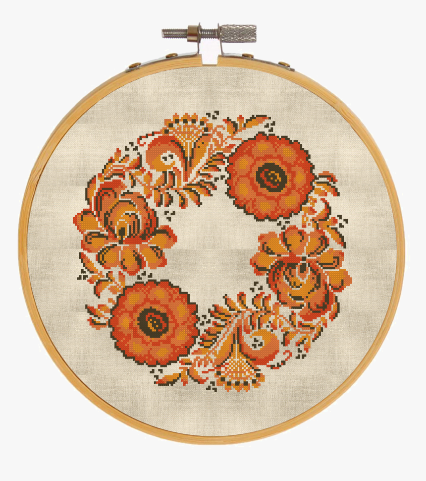 Autumn Flowers Wreath Cross Stitch Pattern - Free Wreath Cross Stitch Patterns, HD Png Download, Free Download