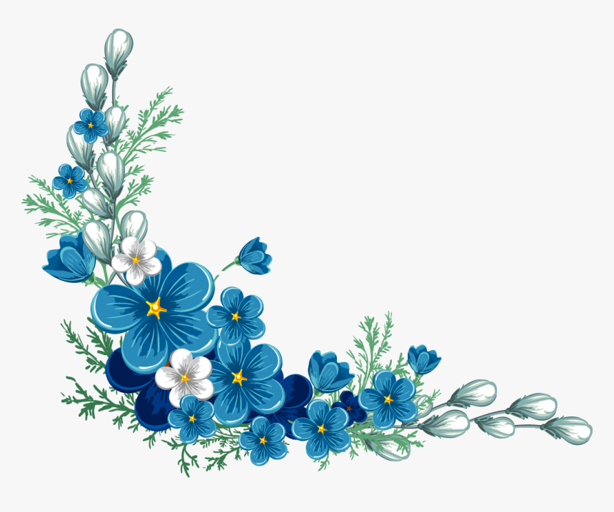 Blue Flowers Border Png - Transparent Background Floral Border, Png Download, Free Download