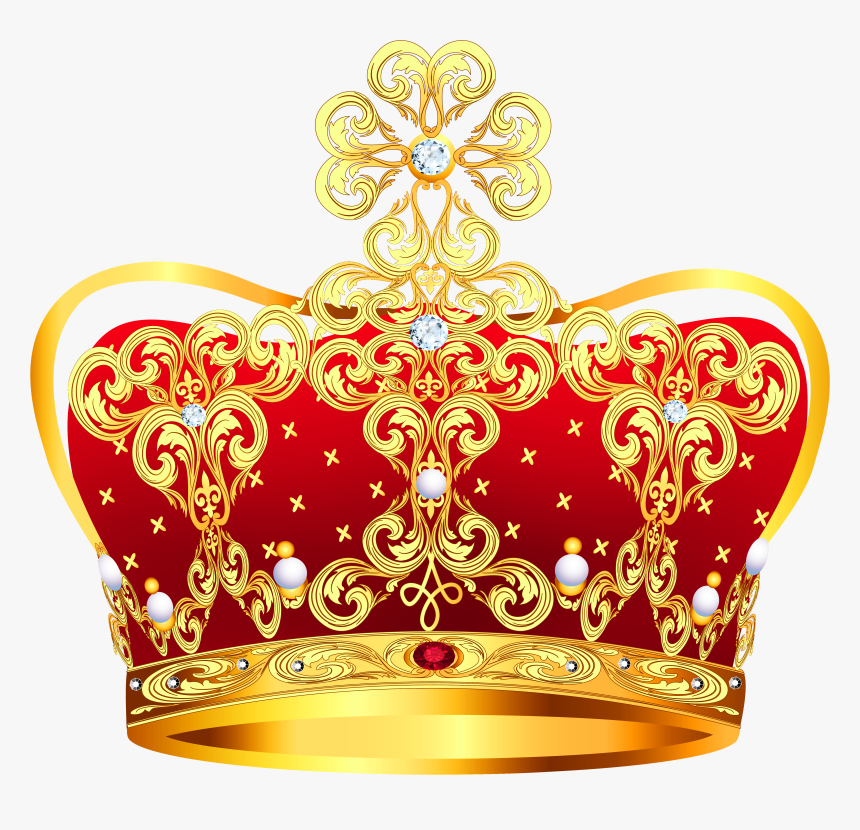 Gold And Red Crown With Pearls Png Clipart Picture - Crown For Queen Png, Transparent Png, Free Download