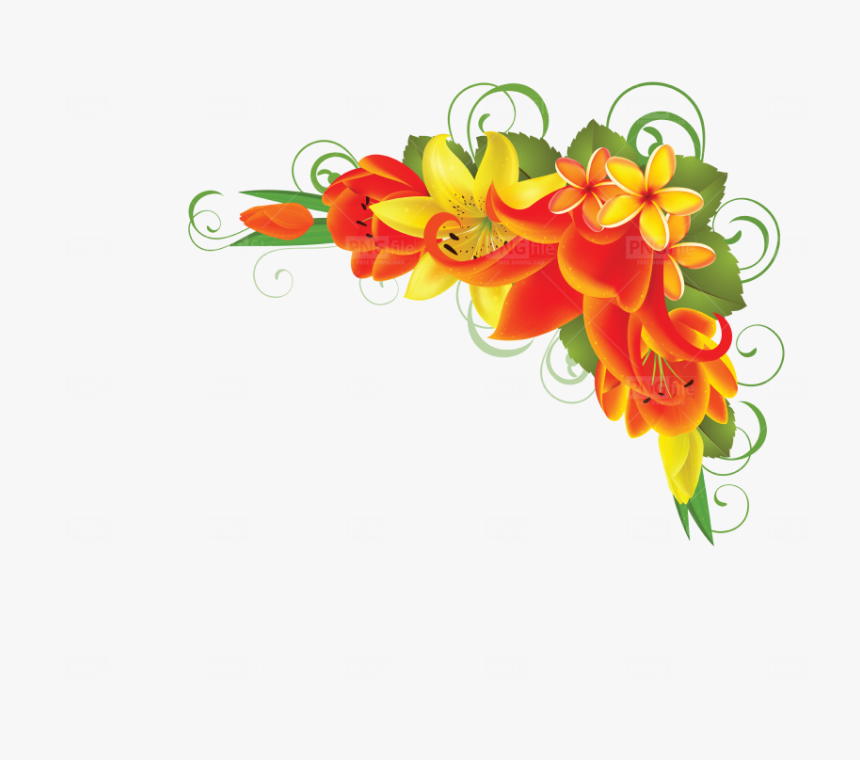 Flower Corner Border Png, Transparent Png, Free Download