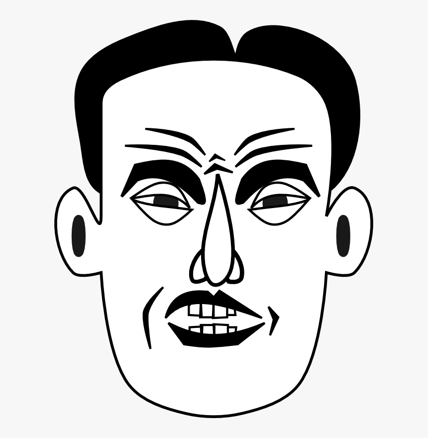 Photos Of Angry People - Man's Face Portrait In Black And White Drawing, HD Png Download, Free Download