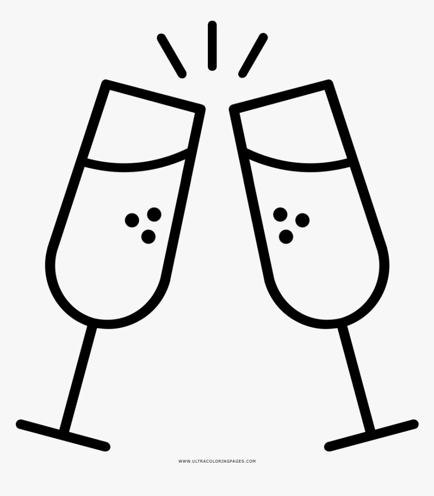 New Years Eve Coloring Page - Champagne Glasses Icon, HD Png Download, Free Download