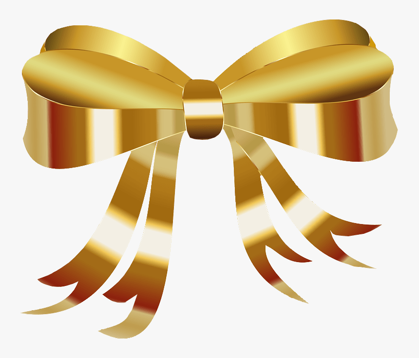 Golden Gift Bow Transparent Background Christmas Png - Gold Christmas Bow Transparent Background, Png Download, Free Download