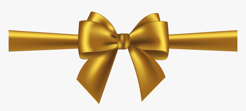 Christmas Ribbon Clipart Golden - Transparent Background Gold Ribbon, HD Png Download, Free Download