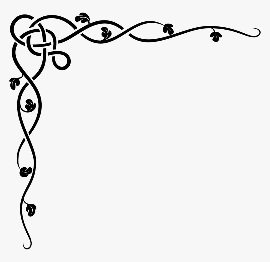 Border, Flourish, Celtic, Corner, Shape, Vine - Border Design Black And White Simple, HD Png Download, Free Download