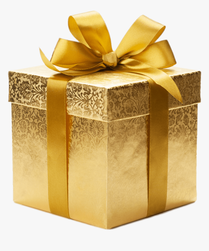 Gold Coloured Gift Box - Gold Gift Box Png, Transparent Png, Free Download