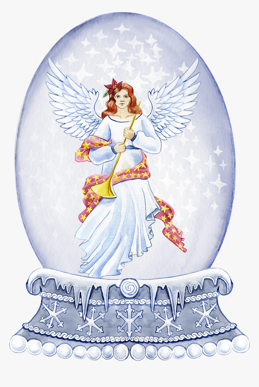 Snow Globe, Angel, Christmas, Winter, Watercolor - Angel, HD Png Download, Free Download