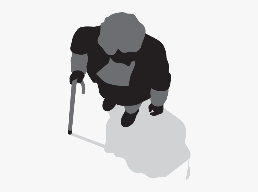 An Older Person Walking With A Stick - Old Person Silhouette Sitting, HD Png Download, Free Download