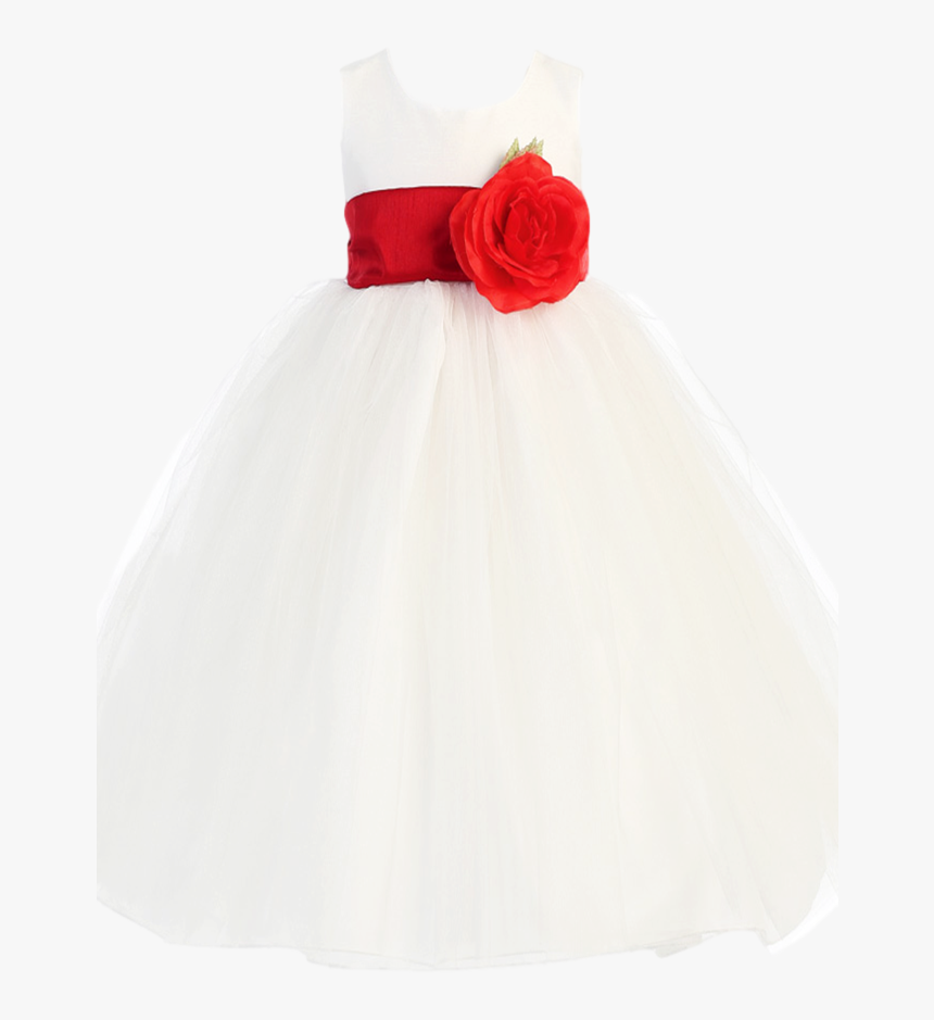 White Tulle & Poly Silk Blossom Flower Girls Dress - A-line, HD Png Download, Free Download