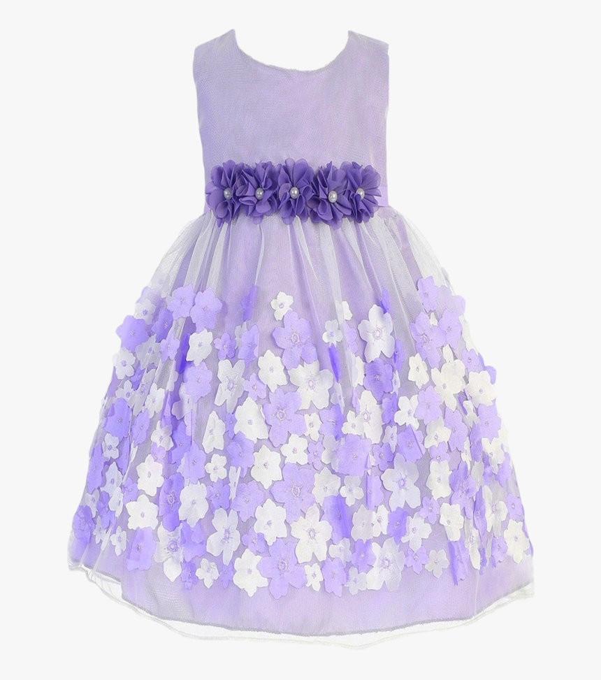 Tulle & Lavender Satin Baby Girl Dress W 3d Flowers - Baby Girl Dress Png, Transparent Png, Free Download