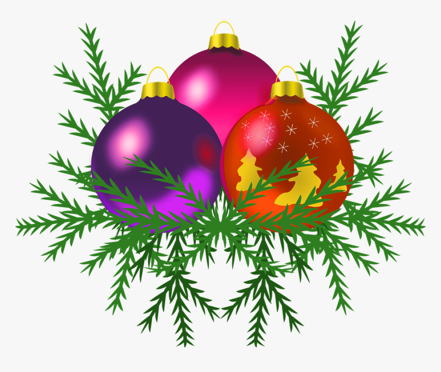 Christmas Baubles On Tree Transparent Background Christmas - Free Clip Art Christmas Ornament, HD Png Download, Free Download