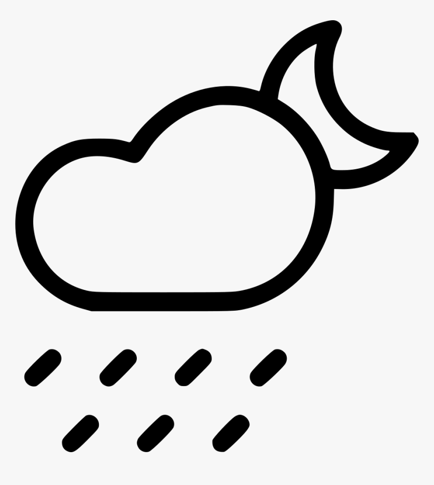Night Cloud Moon Rain Rainfall Weather - Moon Cloudy Clipart, HD Png Download, Free Download