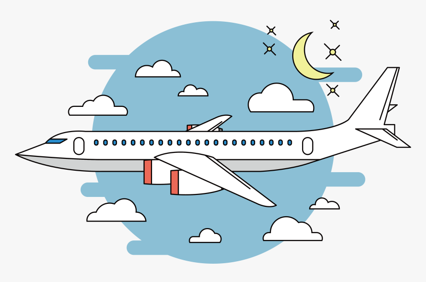 Clip Art Airplane Flight Vector Night - Cartoon Transparent Plane Png, Png Download, Free Download