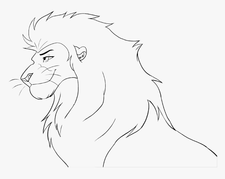 Drawn Lion Male Lion - Lion Head Coloring Page, HD Png Download, Free Download