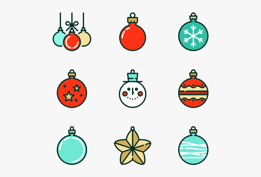 Linear Christmas Baubles - Christmas Decoration Icon, HD Png Download, Free Download