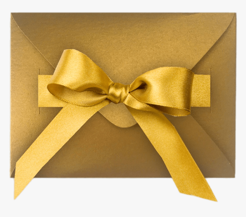 Gift Envelope With Gold Coloured Ribbon - Gift Envelope With Bow, HD Png Download, Free Download