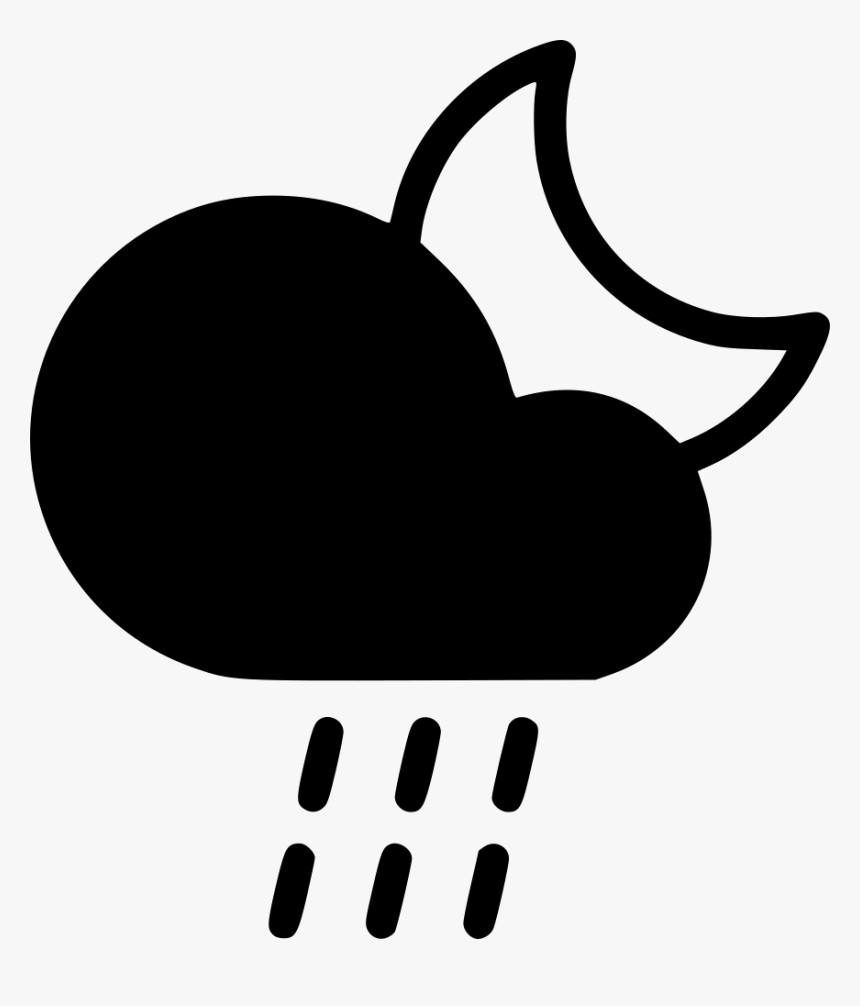 Night Shower Cloud Rain Moon - Night Lightning Clipart, HD Png Download, Free Download