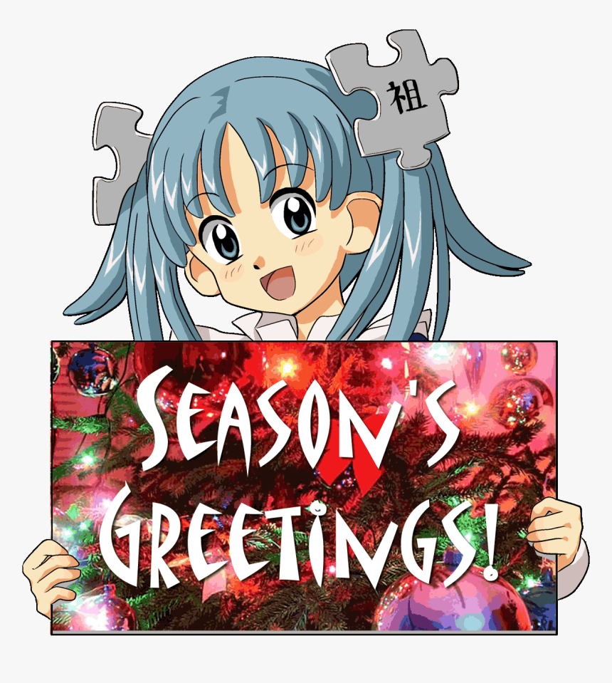 Wikipe-tan Holding Sign Season"s Greetings - Anime Girl Holding Sign, HD Png Download, Free Download