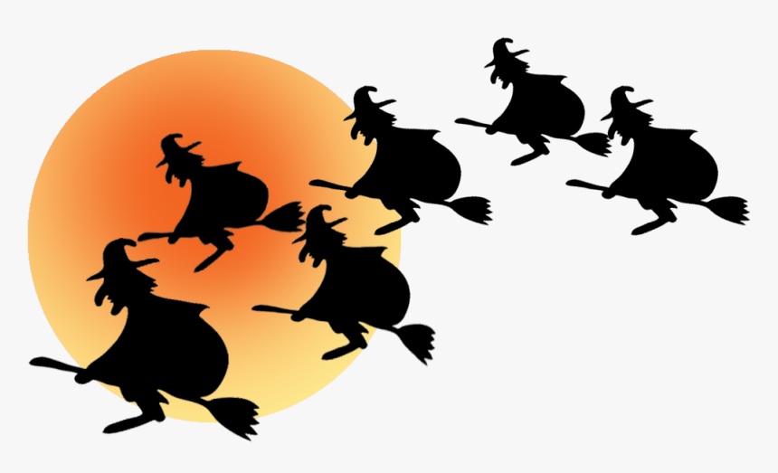 Halloween Border Image With Witches And Moon - Cute Halloween Borders Transparent Png, Png Download, Free Download