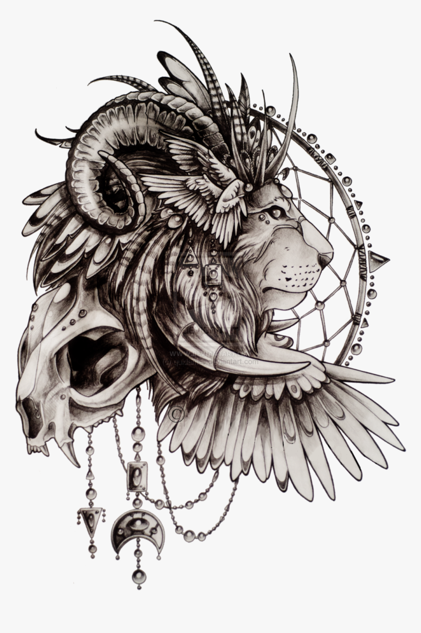 Shiva Tattoo Png - Lion Dream Catcher Tattoo, Transparent Png, Free Download