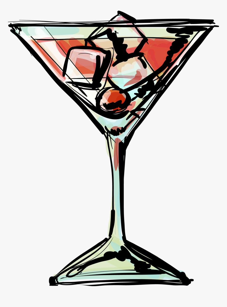 Martini Clipart Cocktail Reception Cocktail Fonts Free - Hand Drawing In Poster, HD Png Download, Free Download