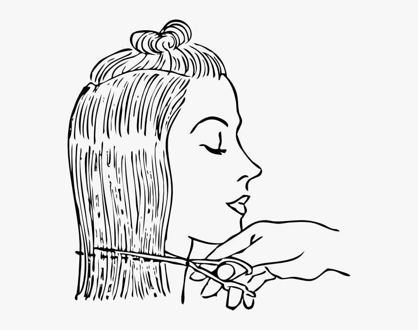 Cutting Woman S Hair Svg Clip Arts - Cut Hair Clipart Black And White, HD Png Download, Free Download