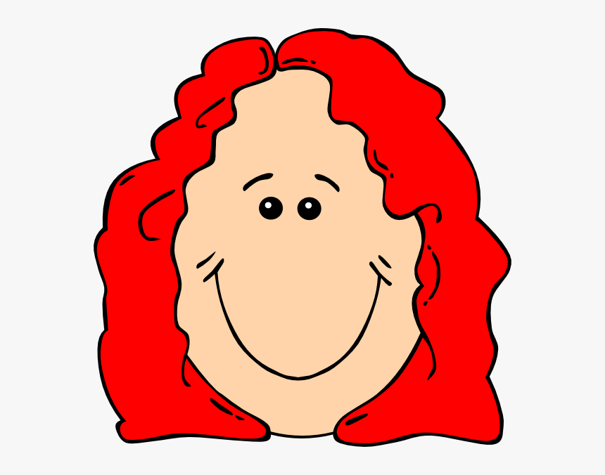 Red Hair Female Cartoon Face Clip Art At Clker - Red Hair Girl Cartoon, HD Png Download, Free Download