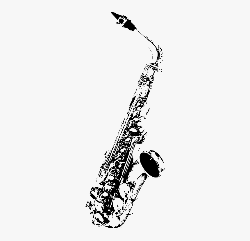 Black And White Saxophone Png, Transparent Png, Free Download