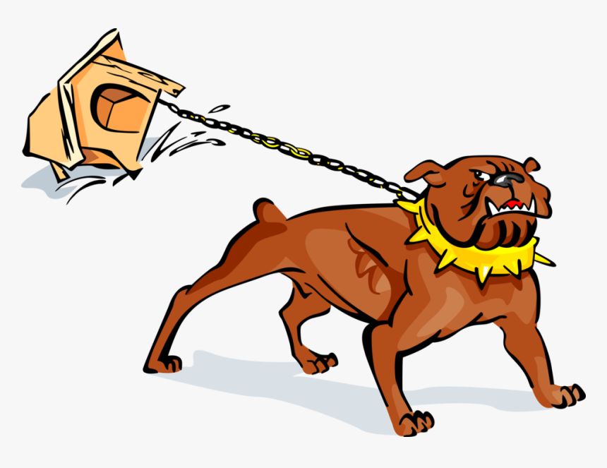 Vector Illustration Of Bull Dog Pulling His Doghouse - Dog Catches Something, HD Png Download, Free Download