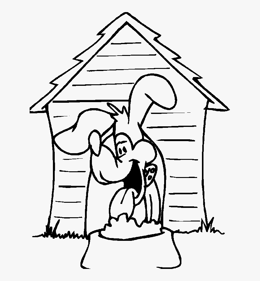 Doghouse And Funny Dog Coloring Pages - Dog House Clipart Black And White, HD Png Download, Free Download