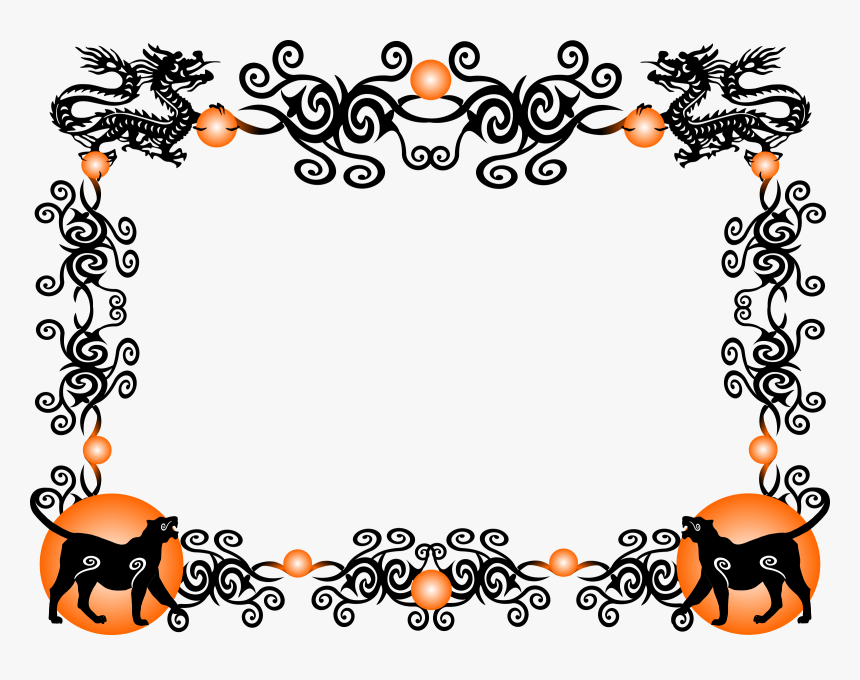 Clipart Tiger Border Log Home Clip Art Country Border - Chinese Dragon Border Png, Transparent Png, Free Download