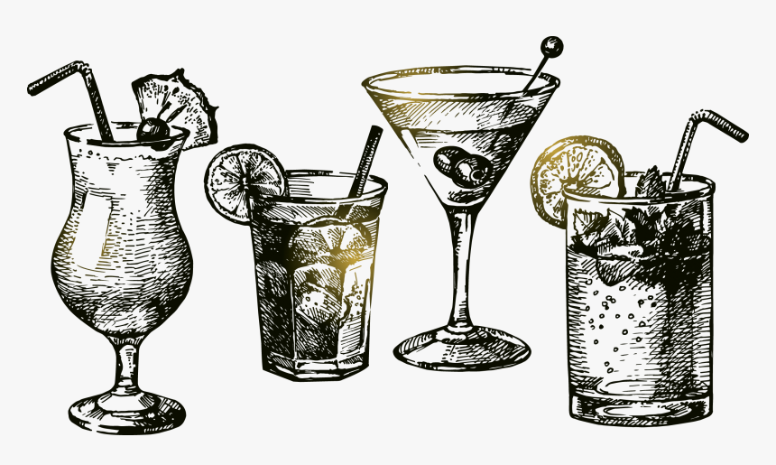 Transparent Martini Glass Png - Hand Drawn Cocktail Vector Png, Png Download, Free Download